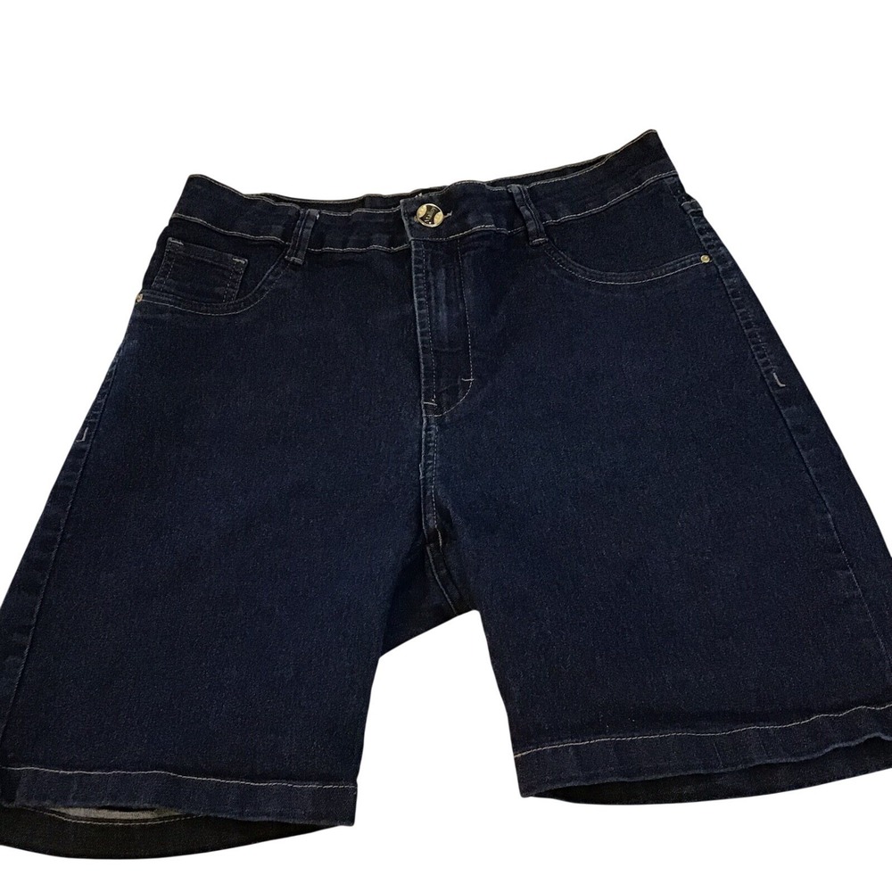 Malloy Women Dark Wash Denim Bermuda Shorts Size‎ 40 Brazil Blue Jean Stretch